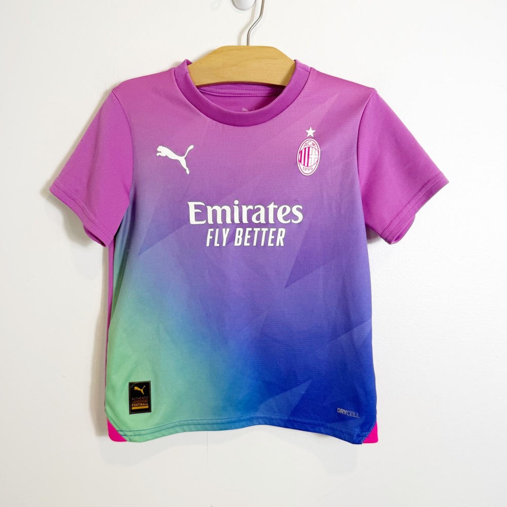 Puma AC Milan Soccer Jersey Boys 6 Purple 2023/2024 Third Kit Emirates DryCell